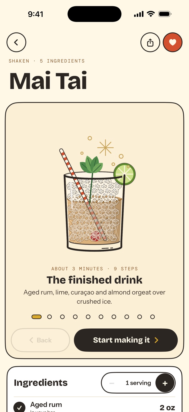 A recipe: the Mai Tai in its glass